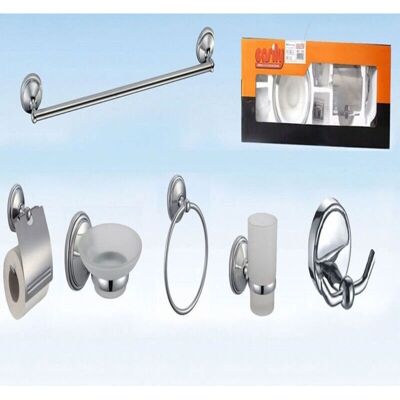 Conjunto de accesorios de baño Trade Shop Traesio - Cromado - 6 piezas Conjunto de accesorios de baño Trade Shop Traesio - Cromado - 6 piezas