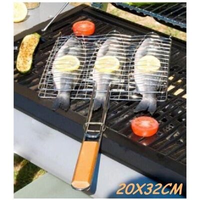 Trade Shop Traesio - Parrilla Doble 20x32cm Antiadherente para Pescado y Carne Trade Shop Traesio - Parrilla Doble 20x32cm Antiadherente para Pescado y Carne