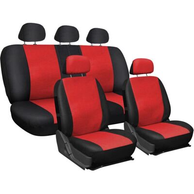 Trade Shop - Funda de asiento universal bicolor - Rojo y negro Trade Shop - Funda de asiento universal bicolor - Rojo y negro