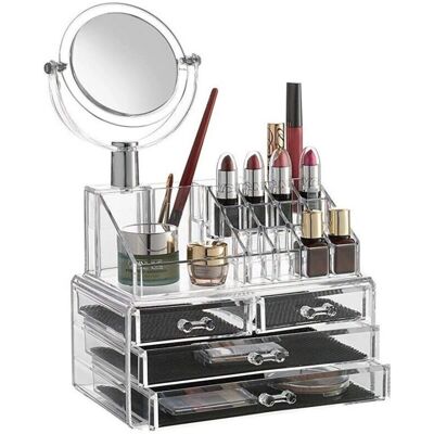 Trade Shop Traesio - Organizer di trucco con specchio, 16 scomparti Trade Shop Traesio - Organizer di trucco con specchio, 16 scomparti