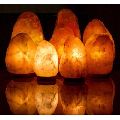 Lampada di Sale dell'Himalaya Trade Shop - Cristallo Naturale, Base in Cedro - Sollievo dallo Stress Lampada di Sale dell'Himalaya Trade Shop - Cristallo Naturale, Base in Cedro - Sollievo dallo Stress