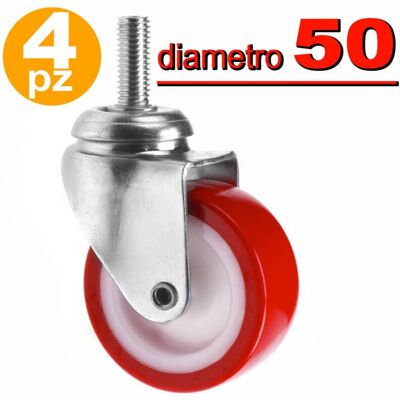 TRADE SHOP TRAESIO - Ruota Con Perno Girevole 5cm Plastica - Diametro 5 cm - Carico 50 kg - Ruota TRADE SHOP TRAESIO - Ruota Con Perno Girevole 5cm Plastica - Diametro 5 cm - Carico 50 kg - Ruota