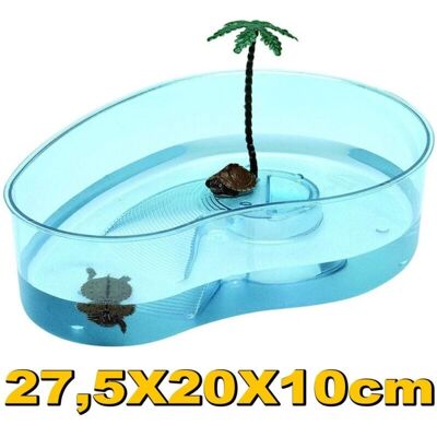 Trade Shop Habitat per Tartarughe - Trasparente con Palma 27,5x20x10 cm - Acquario per Tartarughe Trade Shop Habitat per Tartarughe - Trasparente con Palma 27,5x20x10 cm - Acquario per Tartarughe
