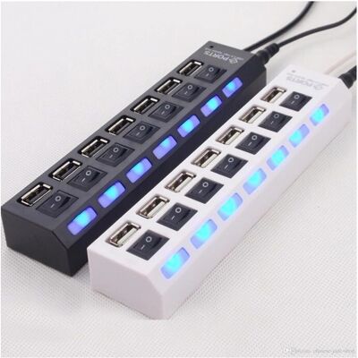 Trade Shop Traesio Toma de corriente con 7 puertos USB, negro o blanco Trade Shop Traesio Toma de corriente con 7 puertos USB, negro o blanco