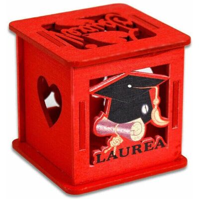 TRADE SHOP TRAESIO - Scatolina Cubo Legno Rosso - Gift Box TRADE SHOP TRAESIO - Scatolina Cubo Legno Rosso - Gift Box