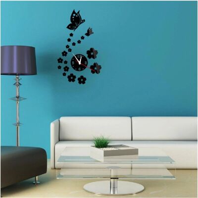 Adesivo Specchio da Parete - Orologio Farfalla Decorazione 3D Adesivo Specchio da Parete - Orologio Farfalla Decorazione 3D