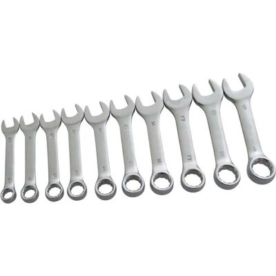 Trade Shop Juego de 10 llaves combinadas 10-19 mm - Cuerpo fijo, doble apertura Trade Shop Juego de 10 llaves combinadas 10-19 mm - Cuerpo fijo, doble apertura