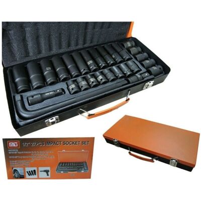 Set di bussole a impatto Trade Shop - 27 pezzi, 1/2 pollici, Chrome Vanadium Set di bussole a impatto Trade Shop - 27 pezzi, 1/2 pollici, Chrome Vanadium