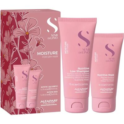 Alfaparf Milano Semi di Lino Moisture Minisize Kit - Set de îngrijire a părului Alfaparf Milano Semi di Lino Moisture Minisize Kit - Set de îngrijire a părului