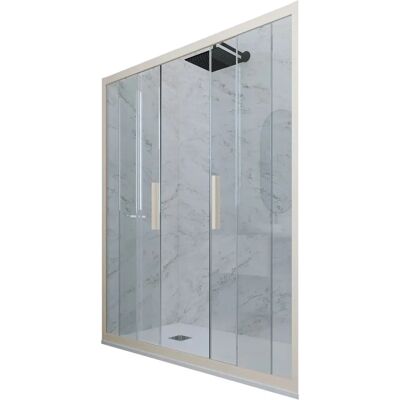 FORTE - Puerta de ducha deslizante Champagne reversible - 120cm - Vidrio FORTE - Puerta de ducha deslizante Champagne reversible - 120cm - Vidrio