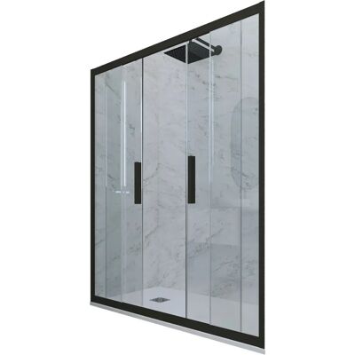 Forte Puerta de Ducha Negra Mate Reversible - Ducha Forte Puerta de Ducha Negra Mate Reversible - Ducha