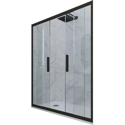 Forte Puerta de Ducha Negra Mate Reversible - Ducha Forte Puerta de Ducha Negra Mate Reversible - Ducha