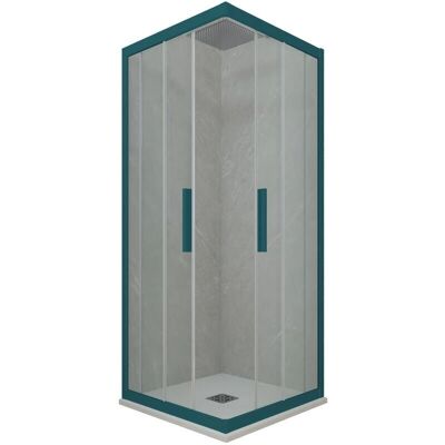 Forte - Mampara de ducha reversible 80x80cm Verde Night Watch - Vidrio transparente Forte - Mampara de ducha reversible 80x80cm Verde Night Watch - Vidrio transparente