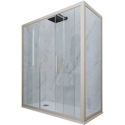 Forte Mampara de ducha - 75x140cm, Reversible, Cristal, Champagne Forte Mampara de ducha - 75x140cm, Reversible, Cristal, Champagne