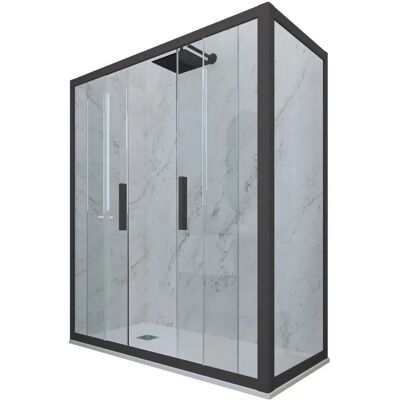 FORTE - Mampara de ducha reversible 70x160cm con cristal de 6mm - Antracita FORTE - Mampara de ducha reversible 70x160cm con cristal de 6mm - Antracita