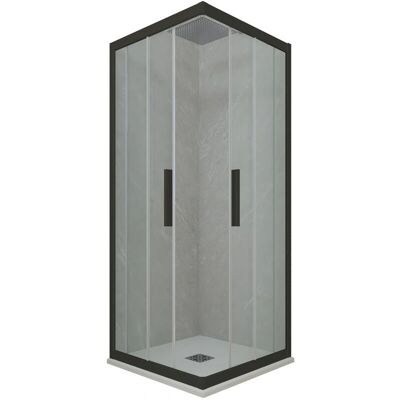 Forte - Mampara de ducha reversible 110x120cm Negro Mate Vidrio Forte - Mampara de ducha reversible 110x120cm Negro Mate Vidrio