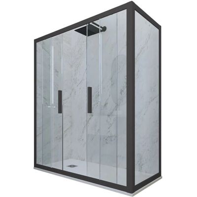 FORTE - Mampara de ducha reversible 80x120cm - Vidrio y PVC FORTE - Mampara de ducha reversible 80x120cm - Vidrio y PVC