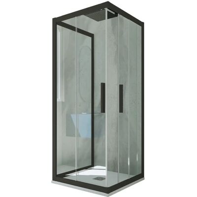Forte - Mampara de ducha reversible negra mate PVC 70x80x70cm - Mampara de ducha Forte - Mampara de ducha reversible negra mate PVC 70x80x70cm - Mampara de ducha