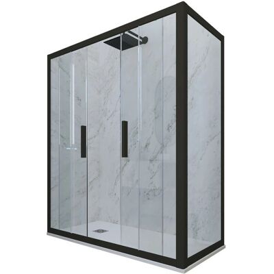 Forte Mampara de ducha negra mate 80x160cm reversible Glam Duo Forte Mampara de ducha negra mate 80x160cm reversible Glam Duo