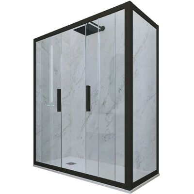 Forte Mampara de ducha reversible - 90x160cm - Negro Mate - Mampara de ducha Forte Mampara de ducha reversible - 90x160cm - Negro Mate - Mampara de ducha