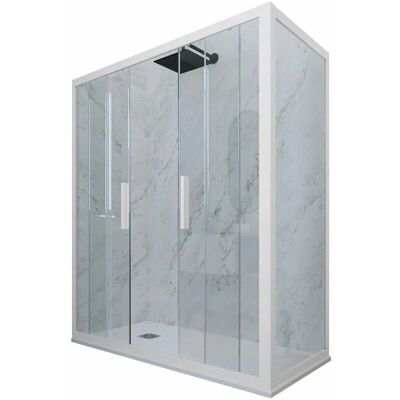 Forte - Mampara de ducha reversible 80x120 cm con cristal transparente de 6mm - Baño Forte - Mampara de ducha reversible 80x120 cm con cristal transparente de 6mm - Baño
