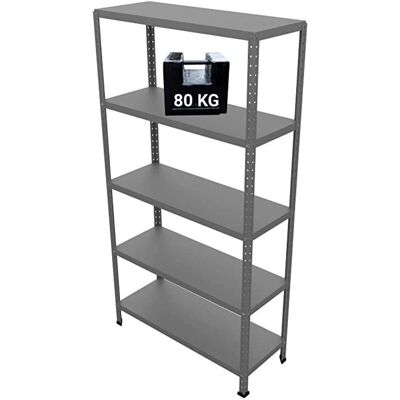 Grima - Scaffale in Acciaio Grigio - 100x40x187 cm Grima - Scaffale in Acciaio Grigio - 100x40x187 cm
