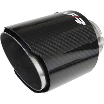 Simoni Racing Embout d'Échappement Rond / Oblique Glossy Carbon + Inox - 89x155mm - Assemblage 63mm - Style Sportif Simoni Racing Embout d'Échappement Rond / Oblique Glossy Carbon + Inox - 89x155mm - Assemblage 63mm - Style Sportif