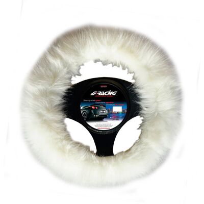 Simoni Racing Fluffy Fur Steering Wheel Cover - 37-39cm - White Simoni Racing Fluffy Fur Steering Wheel Cover - 37-39cm - White
