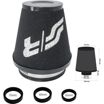 Simoni Racing Universal Foam Air Filter - 124/76mm - 3 Adapters - Air Filter Type Simoni Racing Universal Foam Air Filter - 124/76mm - 3 Adapters - Air Filter Type
