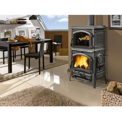 La Nordica Isotta Forno Evo - Estufa de leña de hierro fundido con horno - Antracita La Nordica Isotta Forno Evo - Estufa de leña de hierro fundido con horno - Antracita