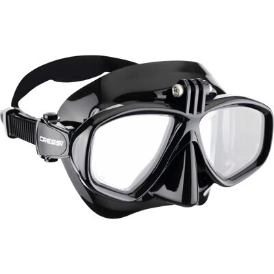 Cressi Action Mask Musta/Musta - Sukellussilmämaski kameran pidikkeellä Cressi Action Mask Musta/Musta - Sukellussilmämaski kameran pidikkeellä
