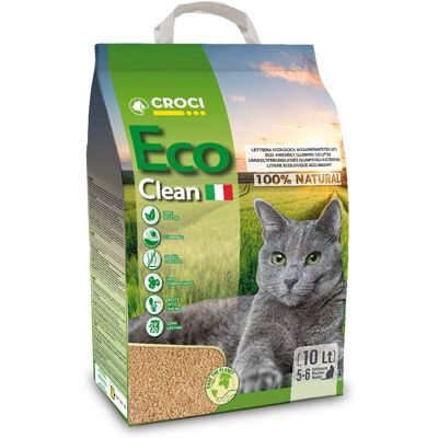 Croci Eco Clean Litière pour Chat - Naturelle, Agrégante, 10L Croci Eco Clean Litière pour Chat - Naturelle, Agrégante, 10L