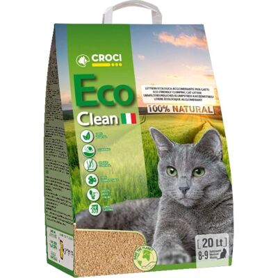 Croci Eco Clean Litière pour chat - 2x20L Naturel, Forme en boule, Écologique Croci Eco Clean Litière pour chat - 2x20L Naturel, Forme en boule, Écologique
