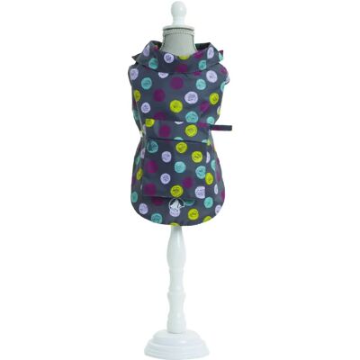 Croci Grey Dots Dog Raincoat - Waterproof, Adjustable, Harness Hole Croci Grey Dots Dog Raincoat - Waterproof, Adjustable, Harness Hole