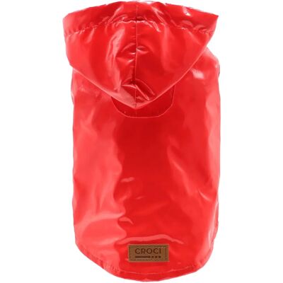 Croci Dog Raincoat Cherry Red with Hood & Leash Hole - 20cm Croci Dog Raincoat Cherry Red with Hood & Leash Hole - 20cm