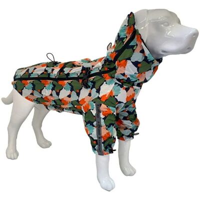 Croci Dog Raincoat Harlequin Green Gray Orange White - Dog Raincoat Croci Dog Raincoat Harlequin Green Gray Orange White - Dog Raincoat