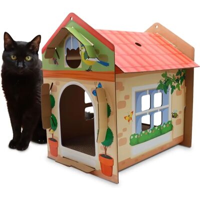 Croci Villa Kattenhuis - Krabpaal van golfkarton Croci Villa Kattenhuis - Krabpaal van golfkarton