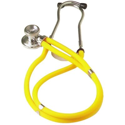 Stéthoscope Interniste Double Tête Jaune GIMA - Publicité Stéthoscope Interniste Double Tête Jaune GIMA - Publicité