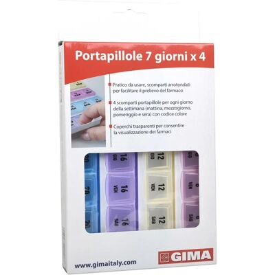Gima Hordozható heti tablettás doboz - 4 rekesszel Gima Hordozható heti tablettás doboz - 4 rekesszel