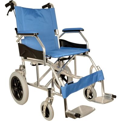 Fauteuil roulant en aluminium léger Gima - Bleu - Supporte 100kg Fauteuil roulant en aluminium léger Gima - Bleu - Supporte 100kg