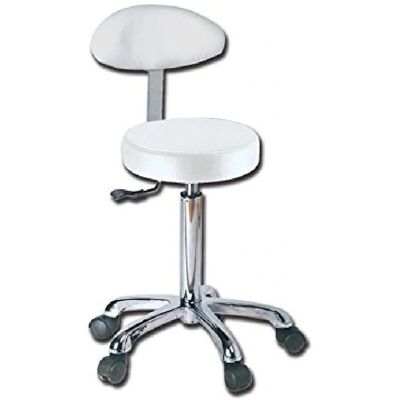 Taburete GIMA con Respaldo - Altura Ajustable, Blanco - Médico y Estética Taburete GIMA con Respaldo - Altura Ajustable, Blanco - Médico y Estética