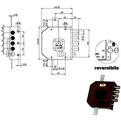 Cerradura Moia G454Bsx - Cilindro Europeo, Anti-Efracción, 4 Pestillos Cerradura Moia G454Bsx - Cilindro Europeo, Anti-Efracción, 4 Pestillos