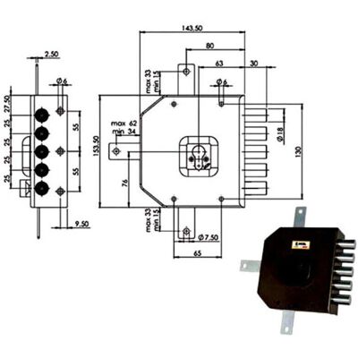 Moia G455Sx Cerradura de Cilindro Europeo - Cerradura de puerta Moia G455Sx Cerradura de Cilindro Europeo - Cerradura de puerta