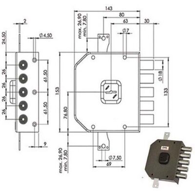 Moia A413Sx Cerradura - Doble Mapa, Madera, Pestillos Verticales - Tipo de Cerradura Moia A413Sx Cerradura - Doble Mapa, Madera, Pestillos Verticales - Tipo de Cerradura