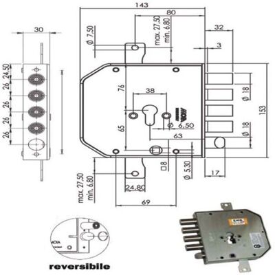Moia Cerradura Triplice - Cerradura de Seguridad con Cilindro Europeo - Entrada 63mm Moia Cerradura Triplice - Cerradura de Seguridad con Cilindro Europeo - Entrada 63mm