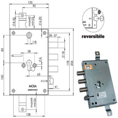 MOIA 664370 Cerradura de Seguridad - Cilindro Europeo - 3 Pestillos MOIA 664370 Cerradura de Seguridad - Cilindro Europeo - 3 Pestillos