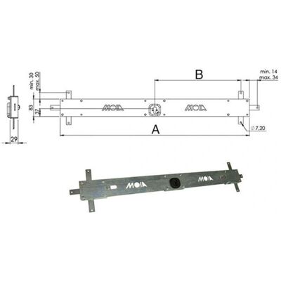 Cerradura de barra horizontal Moia 156B - 6 puntos de cierre - 83x900 - Cerradura Cerradura de barra horizontal Moia 156B - 6 puntos de cierre - 83x900 - Cerradura