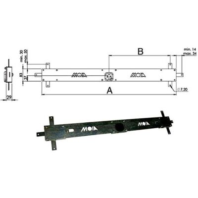 Moia 156B/L Serratura a barra orizzontale - Sistema di chiusura per porte basculanti Moia 156B/L Serratura a barra orizzontale - Sistema di chiusura per porte basculanti