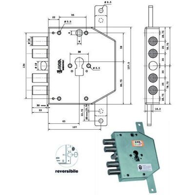 Cerradura de Seguridad Moia Co654250D - Cilindro Europeo, Anti-Efracción, 4 Pestillos Laterales Cerradura de Seguridad Moia Co654250D - Cilindro Europeo, Anti-Efracción, 4 Pestillos Laterales