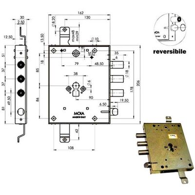 MOIA Modelo rmga 664 373SFQB Cerradura - Seguridad, Perfil europeo, Anti-intrusión MOIA Modelo rmga 664 373SFQB Cerradura - Seguridad, Perfil europeo, Anti-intrusión